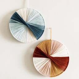 Hoop Yarn Wall Hanging, Ombre Macrame Decor, 10x10 - thumbnail 2