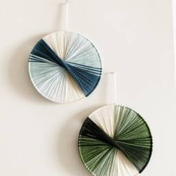 Hoop Yarn Wall Hanging, Ombre Macrame Decor, 10x10 - thumbnail 3