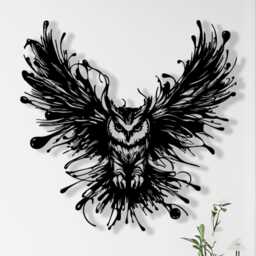 Flying Owl Metal Wall Art, Rustic Animal Silhouette Decor - thumbnail 1
