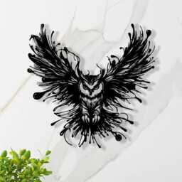 Flying Owl Metal Wall Art, Rustic Animal Silhouette Decor - thumbnail 2