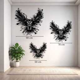 Flying Owl Metal Wall Art, Rustic Animal Silhouette Decor - thumbnail 3