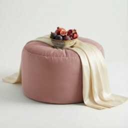 Bean Bag Pouffe Footstools Rose Pink Velvet Round Ottoman Style Footstool Pouf - thumbnail 2