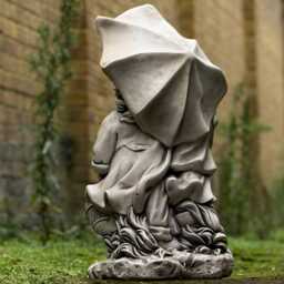 Girl & Boy With Umbrella Statue Brother Sister Sculpture Garden Family Decor Cement Memorial Kids Figurine Outdoor Pair Ornament - thumbnail 4
