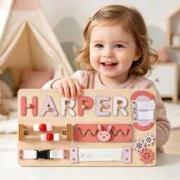 Personalized Baby Name Puzzle, Early Learning Wooden Toddler Toys, Shower Gift, Room Decor, 1st Birthday Christmas Gift - thumbnail 2