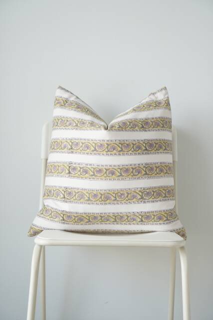 "Block Print Pillow Cover Floral Batik, Natural Dye - 20"" X 20" - image 1
