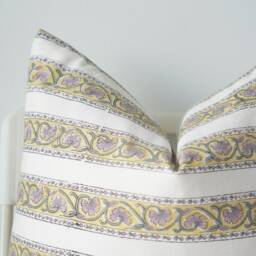 "Block Print Pillow Cover Floral Batik, Natural Dye - 20"" X 20" - thumbnail 2