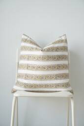 "Block Print Pillow Cover Floral Batik, Natural Dye - 20"" X 20" - thumbnail 1