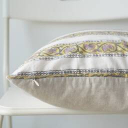 "Block Print Pillow Cover Floral Batik, Natural Dye - 20"" X 20" - thumbnail 3