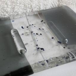 Fused Glass Soap Dish in Gray & Silver By Bprdesigns - thumbnail 3