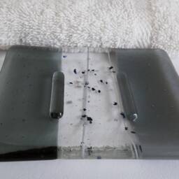 Fused Glass Soap Dish in Gray & Silver By Bprdesigns - thumbnail 2