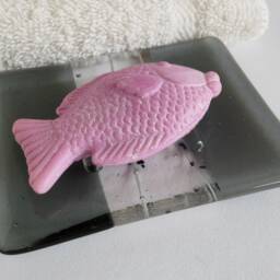 Fused Glass Soap Dish in Gray & Silver By Bprdesigns - thumbnail 4