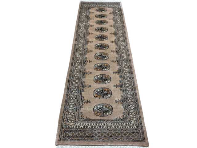 2.6x8 Sepia 3 Ply Handmade Bokhara Runner Rug - Hallway Stairs Carpet, Extra Thick Pile - image 1
