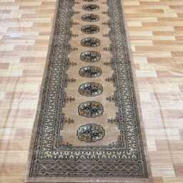 2.6x8 Sepia 3 Ply Handmade Bokhara Runner Rug - Hallway Stairs Carpet, Extra Thick Pile - thumbnail 2