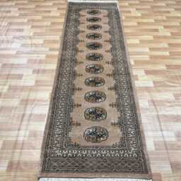 2.6x8 Sepia 3 Ply Handmade Bokhara Runner Rug - Hallway Stairs Carpet, Extra Thick Pile - thumbnail 3