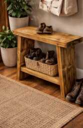 Handmade Rustic Solid Wood Console Table - Farmhouse Reclaimed Entryway Side - thumbnail 1