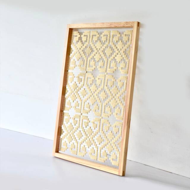 Handmade Creamy Beige Woven Wall Art - Geometric Fiber - image 1