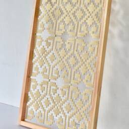 Handmade Creamy Beige Woven Wall Art - Geometric Fiber - thumbnail 2