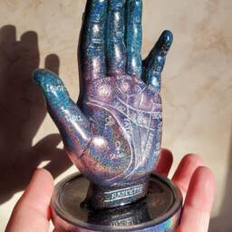 Holographic Palmistry Hand, Resin Art, Decor, Handmade Altar Home Table Divination, Decor - thumbnail 3