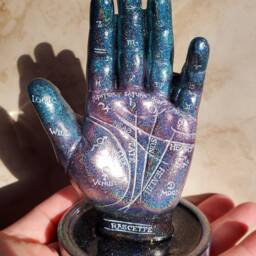 Holographic Palmistry Hand, Resin Art, Decor, Handmade Altar Home Table Divination, Decor - thumbnail 2