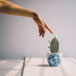 Handmade Ceramic Yawning Face Planter, Succulent Cactus Pot - thumbnail 4