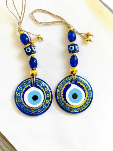 Glass Evil Eye Wall Hanging Turkish Nazar Good Luck Charm - image 1