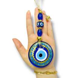 Glass Evil Eye Wall Hanging Turkish Nazar Good Luck Charm - thumbnail 2