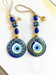 Glass Evil Eye Wall Hanging Turkish Nazar Good Luck Charm - thumbnail 1