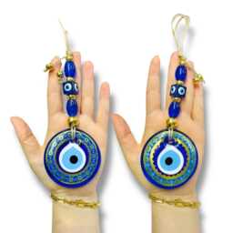 Glass Evil Eye Wall Hanging Turkish Nazar Good Luck Charm - thumbnail 3