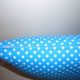 Blue Polka Dot Pillow, Handmade Kids Room Cushion - 16x16 - thumbnail 3