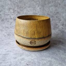Handmade Ceramic Planter With Dish - thumbnail 1