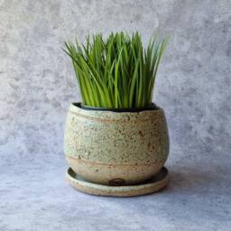 Handmade Ceramic Planter With Dish - thumbnail 4