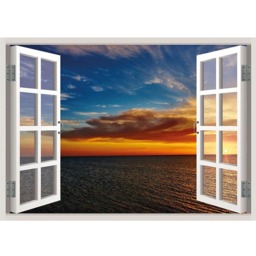 Beach Sundown Dusk View Window 3D Wall Decal Art Removable Wallpaper Mural Sticker Vinyl Home Decor - thumbnail 2