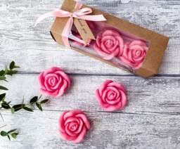 Rose Shaped Candles Gift Set, Pink Candle Birthday Ideas, Ideas For Her, Decorative Candles, Thank You Her - thumbnail 1