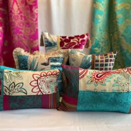 Rosamund Silk Pillow Cover Turquoise Blue & Green, Jane Hall Design - thumbnail 3