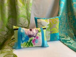 Rosamund Silk Pillow Cover Turquoise Blue & Green, Jane Hall Design - thumbnail 1