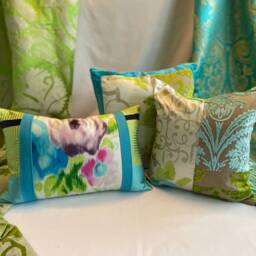 Rosamund Silk Pillow Cover Turquoise Blue & Green, Jane Hall Design - thumbnail 4