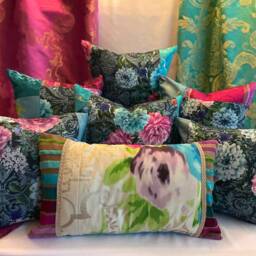 Rosamund Silk Pillow Cover Turquoise Blue & Green, Jane Hall Design - thumbnail 2