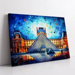 Louvre Museum Paris France Starry Night Painting Van Gogh Wall Art, Framed Canvas Poster Print, Home Kitchen Office Room Decor, Gifts - thumbnail 2
