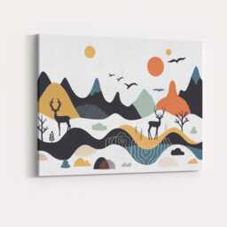 Minimalist Deer Mountain Wilderness Landscape Canvas Wall Art Print Decor Picture Ready To Hang - thumbnail 4