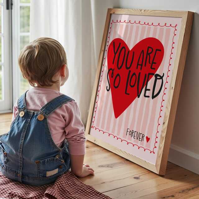 You Are So Loved Print, Heart Boys Nursery Prints, Gifts For Kids, Girls Wall Art, Love Toddler - image 1