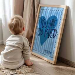 You Are So Loved Print, Heart Boys Nursery Prints, Gifts For Kids, Girls Wall Art, Love Toddler - thumbnail 2