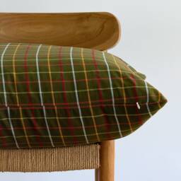 "Handmade Hemp Plaid Pillow Cover Vintage Chiangmai Textile - 26"" X 26" - thumbnail 3
