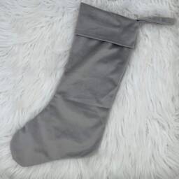 Personalised Stocking, Personalised Velvet Christmas Name & Initial On Available in Grey, Green, Red Or Olive - thumbnail 3