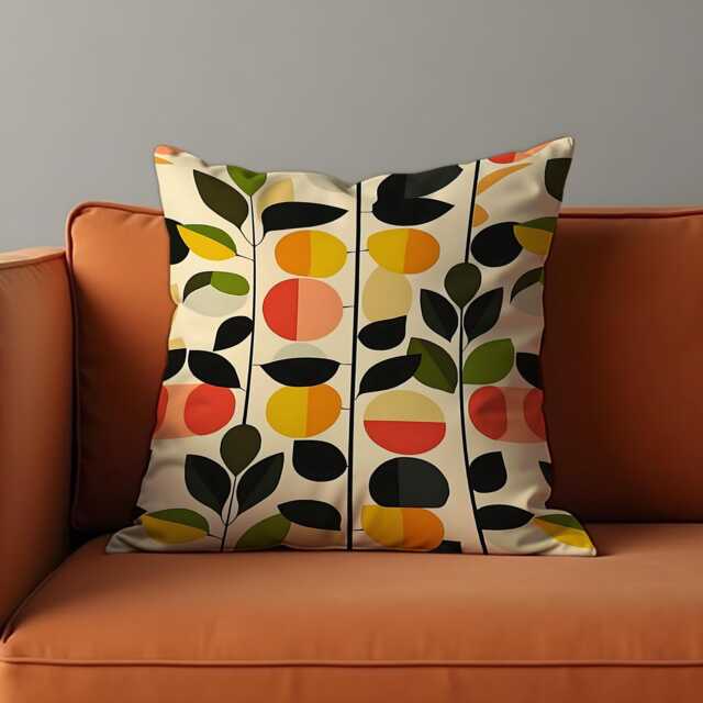 Modern Abstract Floral Cushion Cover, Geometric Pattern Pillow Case, Mid-Century Throw Retro Living Room Decor - image 1