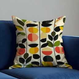 Modern Abstract Floral Cushion Cover, Geometric Pattern Pillow Case, Mid-Century Throw Retro Living Room Decor - thumbnail 3