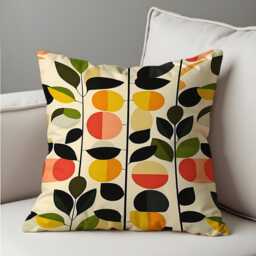 Modern Abstract Floral Cushion Cover, Geometric Pattern Pillow Case, Mid-Century Throw Retro Living Room Decor - thumbnail 4