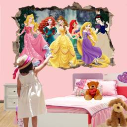 Famous Cartoon Princesses Wall Art Sticker Decal Mural Poster Girls Room Decor 1043 - thumbnail 2