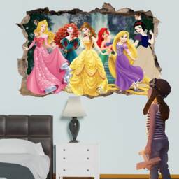 Famous Cartoon Princesses Wall Art Sticker Decal Mural Poster Girls Room Decor 1043 - thumbnail 1