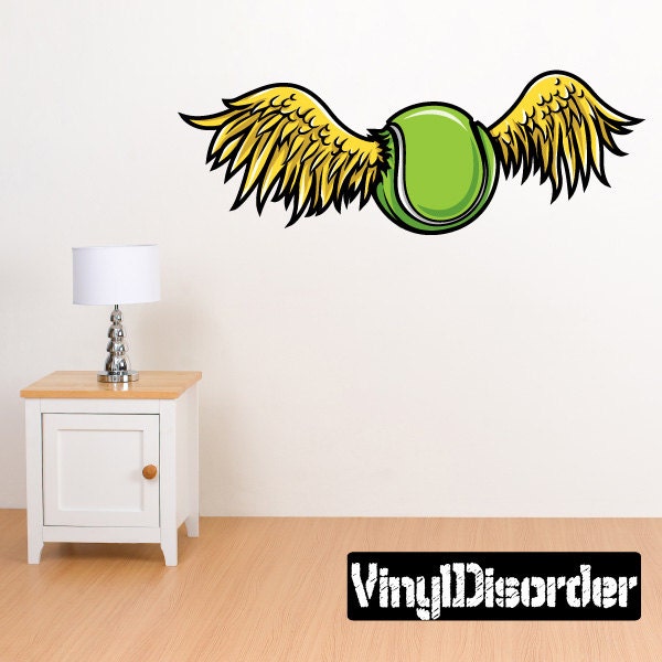 Flying Tennis Ball Wall Decal - Fabric Vinyl Removable & Reusable Tennisuscolor006Et