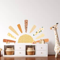 Large Patterned Fabric Sun Wall Sticker - Repositionable Nursery Decal Peel & Stick - thumbnail 1